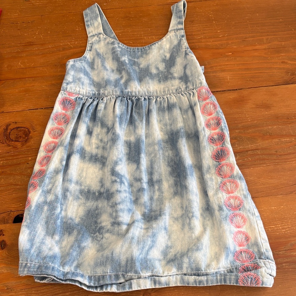 EUC egg Blue Tie-Dye Dress with Pink Accents size 6